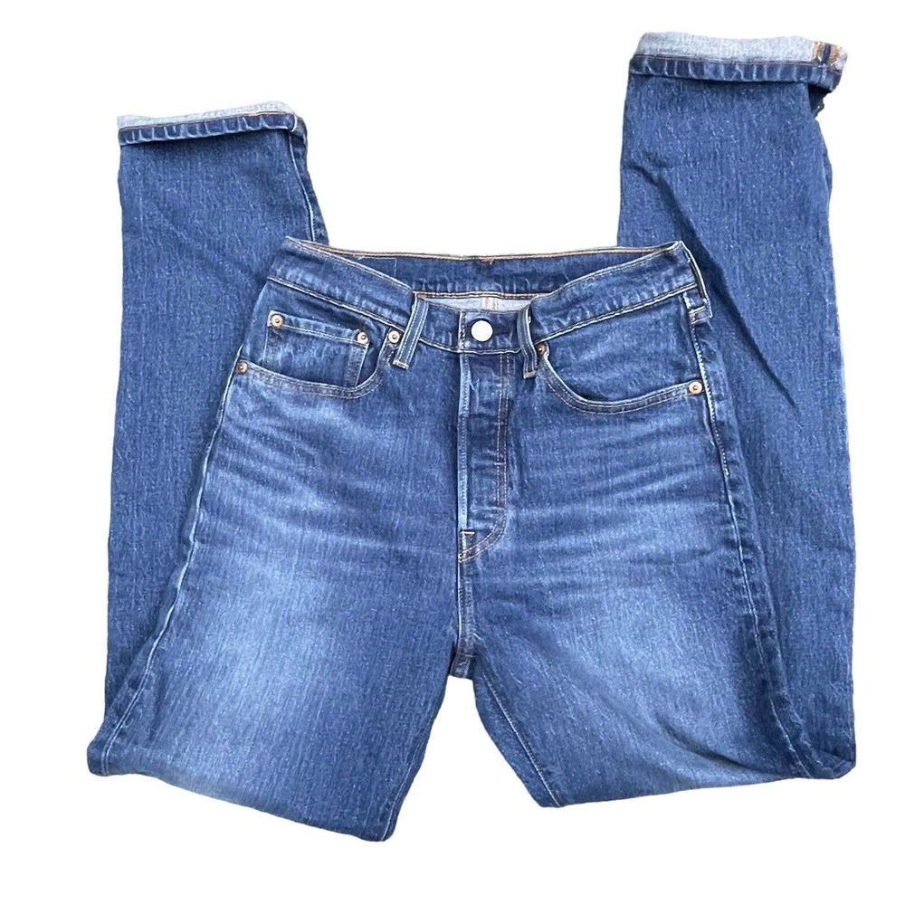 Levi's 501 Woman’s Size 26x32 Button Fly Jeans Medium Dark Wash 99% Cotton
